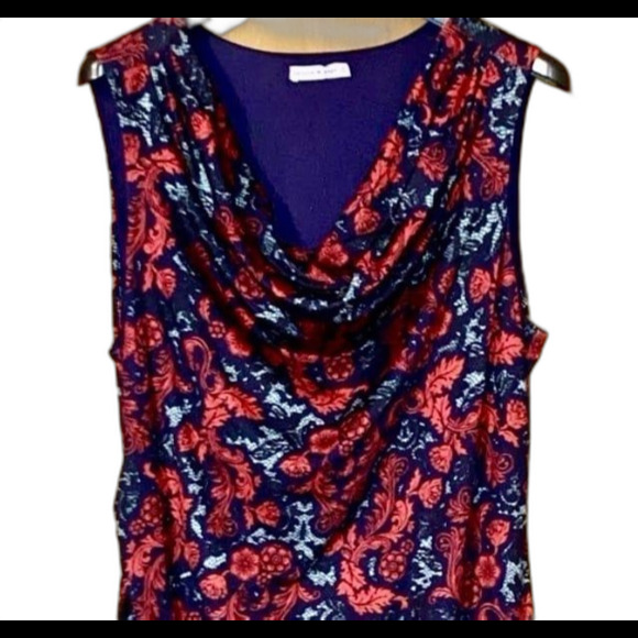 Blue and red floral sleeveless bodycon dress Size 2X EUC - Picture 2 of 5